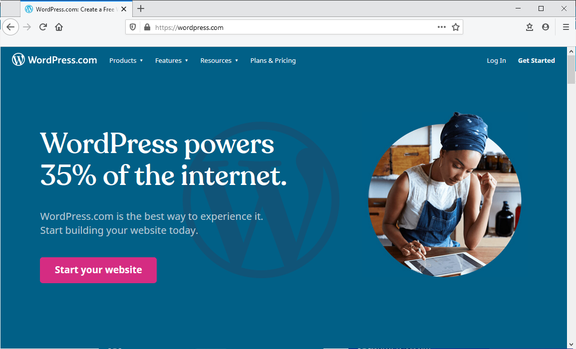 screenshot of wordpress.com